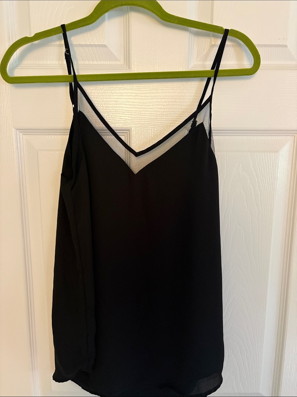 Lulu's Black Mesh-Trim Spaghetti Strap Cami